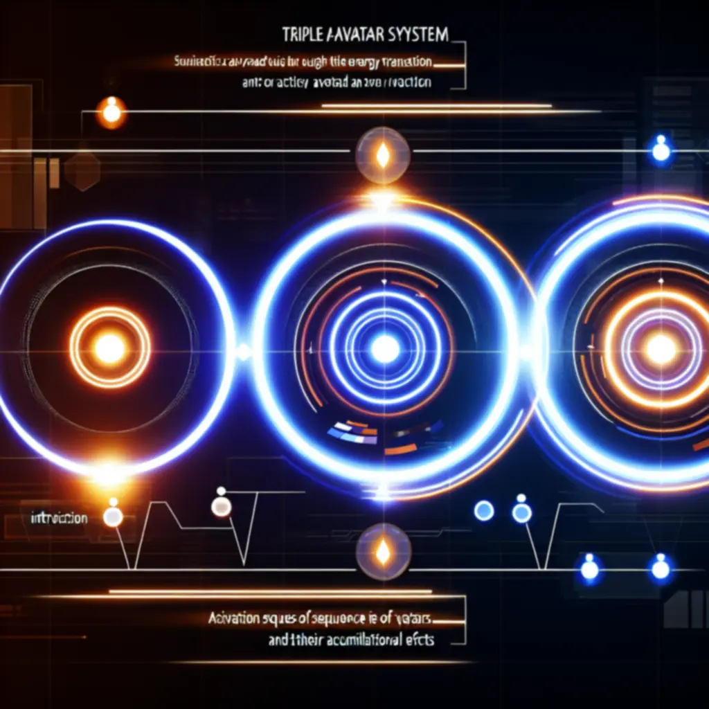 Infografika Triple Avatar: przepływ energii, kolejność aktywacji i efekty kumulacyjne